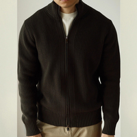 Weshallo Hiver Chunky Warm col montant Tricots Personnalisé 100% Coton Tricoté Cardigan Pull pour Hommes
