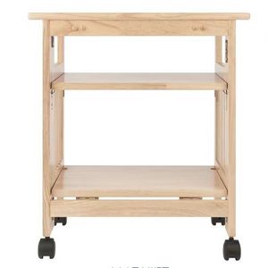 Wooden Kitchen <b>Cart</b> With Storage Shelf <b>Foldable</b> Solid Wood Portable Modern Design For Kitchen Use - Product Image 4