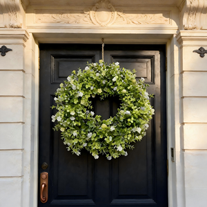 Corona Redonda de Flores Artificiales de Eucalipto, Hecha a Mano, Ecológica, Decorativa para Fiestas, Navidad, Puerta, Pared y Hogar - Product Image 1