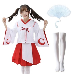 Vestido de Cosplay de Anime Kikyo para mujer, disfraz de Kimono blanco y rojo para personaje de Gokuraku Jodo - Product Image 4