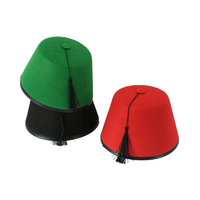 Sombrero turco marroquí rojo de fiesta con borla negra, sombrero de disfraz de fieltro novedoso para Año Nuevo, Halloween, fiesta escolar, vestido