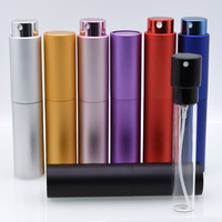 Flacon pulvérisateur de parfum rechargeable portable en aluminium mat doré/noir, 5ml, 8ml, 10ml, avec pompe atomiseur à torsion