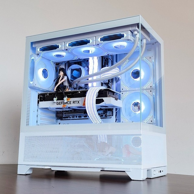 Hot Selling White 4090 Graphics Desktop Atx Computer case Mid Tower ATX Side Transparent 360 Water-cooled Sea View Room Type