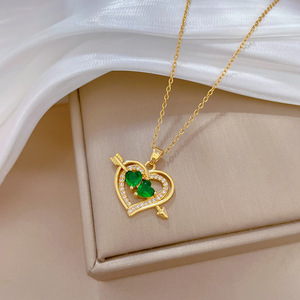 Kalung Wanita Cantik Berlapis Emas 18K dari Baja Anti Karat dengan Zirkon, Liontin Kupu-kupu, Hati, Salib, dan Bunga yang Anggun - Product Image 5