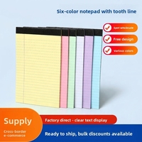 Bloc-notes compact 6 couleurs non adhésif à lignes rayées, 30 feuilles, papier couleur unie, style brique, pour l'approvisionnement transfrontalier