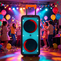 NDR1095 Altavoces grandes para exteriores DJ party caja de luz LED colorida sonido doble altavoz de carro recargable de 8 pulgadas con micrófono