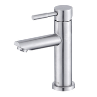 Robinet de lavabo en acier inoxydable 304 brossé, mitigeur monocommande chaud/froid à poser pour lavabo