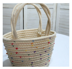 New Cotton Rope <b>Storage</b> <b>Basket</b> Wholesale Decorative Handheld Gift Small Flower Tote Bag Fashionable - Product Image 5