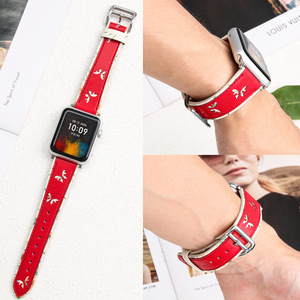 สายนาฬิกาหนังลายผีเสื้อแบบกลวง Upro Fashion สำหรับ Apple Watch Series 11 10 ขนาด 46 มม. สายหนังพิมพ์ลายสองชั้น - Product Image 6