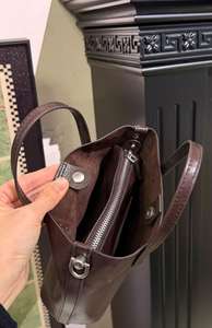 Vegetable-<b>Tanned</b> First-Layer Cowhide Handmade Vintage Versatile Dual Shoulder Eco-Friendly Waterproof Women's Genuine <b>Handbag</b> - Product Image 5