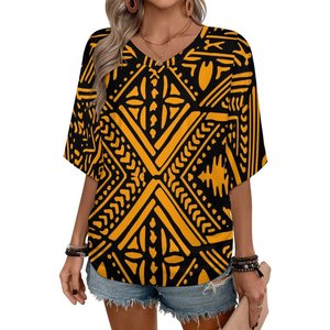 T-shirt da donna Plus-Size su misura con Logo personalizzato stile estivo da donna a maniche corte stile t-shirt polinesiano - Product Image 3