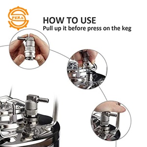 <span class=keywords><strong>Fût</strong></span> à <span class=keywords><strong>bière</strong></span> en acier inoxydable 304 de 6 L avec raccord de type Cornelius à verrouillage à bille et <span class=keywords><strong>fût</strong></span> à vin/soda avec poignées métalliques - Product Image 2