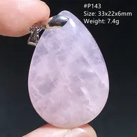 Collier pendentif tendance en forme de goutte d'eau en quartz rose naturel pour femmes et hommes, cadeau d'amour apaisant, perles en argent 925, Madagascar