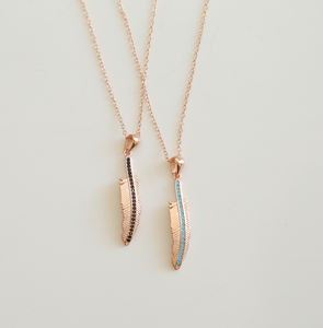 2023 moda donna gioielli placcato oro rosa pavimenta turchese piuma fascino <span class=keywords><strong>collana</strong></span> in oro moda - Product Image 3