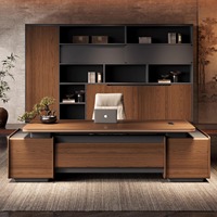 Bureau de direction moderne en forme de L modulaire avec matériau MDF, design luxueux, bureau d'ordinateur pour patron/CEO, chaise