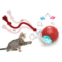 Jouet pour chat Kangdarpet, balle électrique intelligente à roulement automatique |   Jouet interactif rechargeable avec son d'oiseau et ficelle