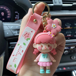 Nuevo Llavero 3D de Dibujos Animados 2025, Lindo, de PVC, Recargable, Ecológico, con Diseño de Niña con Cola de Caballo y Falda Rosa, Muñeca Sakura - Product Image 2