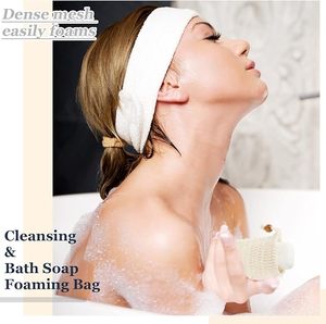 Sac en filet exfoliant pour savon en sisal et loofah, sac de rangement pour savon, vente directe usine, sac personnalisé avec logo - Product Image 3