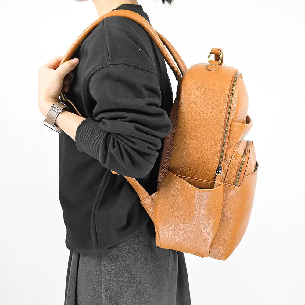 Großhandel neues Design individueller Ledertasche Schultasche Rucksack Funktionstasche
