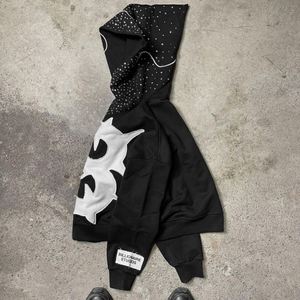 Vente en gros personnalisé de haute qualité lourd 100% coton French Terry Rhinestone Y2k Zip up Hoodies fabricants unisexe - Product Image 4
