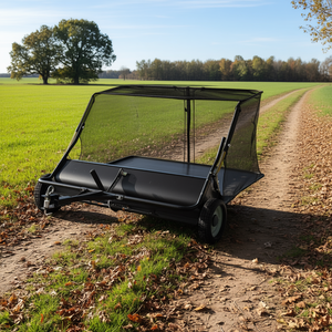 Barredora de césped remolcable de 48 pulgadas con tolva de 20 pies cúbicos, recolector de hojas y césped, altura de barrido ajustable, para remolques agrícolas - Product Image 2