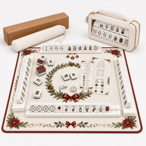Luxury Crimson Red Christmas Wreath Mahjong Table Mat Noise Reduction Neoprene Game Play Mat with Travel Bag for Gifts - Product Image 3