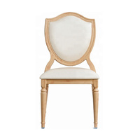 Chaise de restaurant moderne de luxe en gros, chaise de salle à manger antique française avec cadre en bois grainé, chaises de banquet de mariage