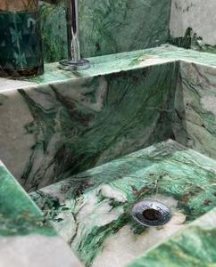 แผ่นหินธรรมชาติสีเขียวอ่อนสีเขียวมรกตฟูชไซต์คริสตัลควอตซ์ไซต์ของบราซิล - Product Image 2