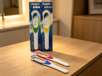 Grattoir à langue double face en plastique de qualité médicale, nouveau design, en deux couleurs, lot de 2 pièces