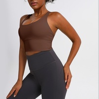 Soutien-gorge de sport antichoc à maintien élevé, dos croisé, couleur unie, sensation seconde peau, design populaire pour l'entraînement physique