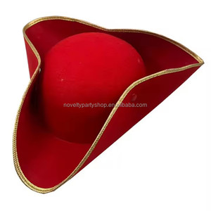 Novità Halloween Cosplay pirata tema rosso capitano gancio cappello oro classico cappello pirata Tricorne rosso - Product Image 1
