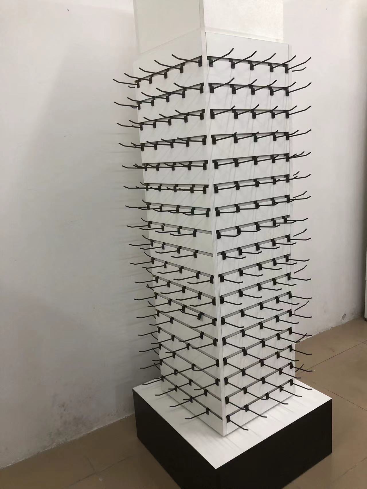 Earring Promotion Station Floor Standing for Wood+Metal with 4 Sides Square Wooden Shelf and Removable Hooks for Home Use — view 4