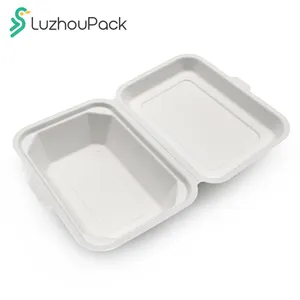 LuzhouPack produttore professionale usa e getta pasta di carta bagassa contenitore cibo zucchero canna bagassa scatola a conchiglia