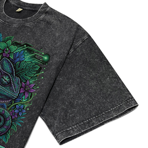 <b>Men's</b> Custom Chameleon Floral Print Cotton Outdoor Street T-Shirt Acid Wash Garment Dye Short Sleeve O-Neck Tees Hot Supplier - Product Image 5