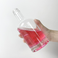 Bouteilles en verre rondes populaires de 375 ml et 500 ml pour vodka, whisky, tequila, avec bouchon à vis en aluminium et plastique