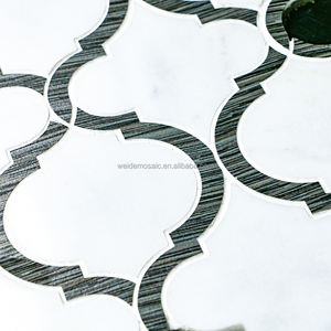 Mosaïque de pierre de Thassos grecque, mélange de marbre gris foncé poli, jet d'eau, arabesque, lanterne de <span class=keywords><strong>Marrakech</strong></span>, pour sol et mur intérieurs - Product Image 3