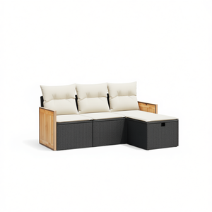 Ensemble de canapés de jardin blanc crème et noir - Product Image 1