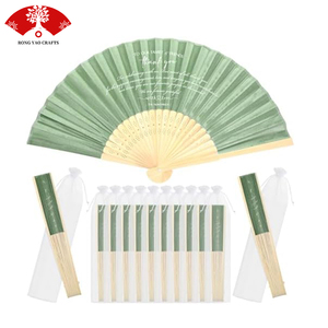 Bán buôn tùy chỉnh màu trắng bắt chước lụa tay Fan bắt chước lụa vải tre cầm tay gấp fan hâm mộ cho Bridal Wedding party Favor - Product Image 1