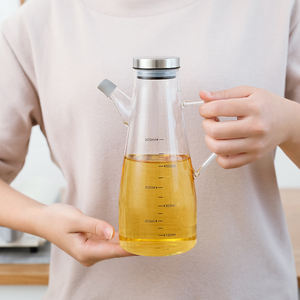 Distributeur d'huile en verre borosilicate avec bec anti-goutte et échelle graduée, couvercle en acier inoxydable pour cuisine, distributeur de <span class=keywords><strong>vinaigre</strong></span> - Product Image 1