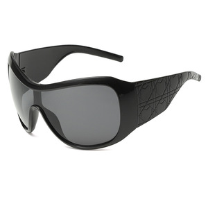 Trendy Unisex Oversized Sunglasses Blue <strong>Frame</strong> UV400 Lenses <strong>Funky</strong> Wrap Design Big Tinted Apres Ski Shield Cool Shades Men Women - Product Image 6