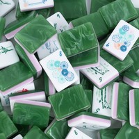 Jeu de Mahjong américain 4 joueurs en mélamine vert clair marbré, origine Jiangsu, emballage en carton, tuiles de haute qualité esthétique
