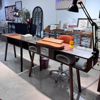Table de manucure et pédicure portable en bois massif noir, style luxe, design moderne, best-seller, pour salon de beauté