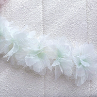Ruban en tissu brodé en organza dégradé de 14 cm, en forme de cœur, avec fleurs 3D en dentelle, pour accessoires vestimentaires, décoration intérieure et projets DIY