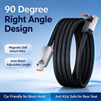 Kabel USB C Magnetik Premium 90 Derajat 240W PD Pengisian Cepat E Marker RGB Kepang untuk Mobil Carplay Android iPhone Kabel Data