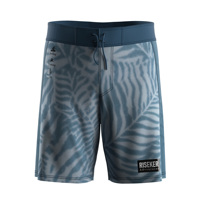 Shorts de surf pour homme, bleu acier, Shadow Palm, poche arrière renforcée avec œillet métallique, inserts latéraux en tissu mesh.