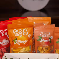 Sachet Doypack avec Fenêtre pour Fruits Secs Lyophilisés : Framboise, Pêche, Melon, Mangue, Mûre, Figue, Banane, Fraise