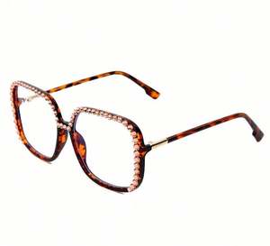 Nouvelles montures de lunettes vintage pour femmes 2020, avec diamants et strass, lunettes carrées surdimensionnées - Product Image 2