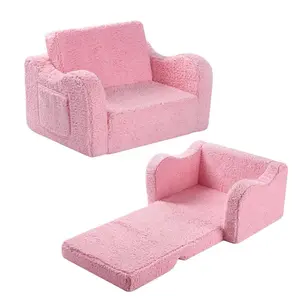 Wholesale Foldable Foam Kids Sofa Chair Plush 2 In 1 Sofa Beds For Boys And Girls