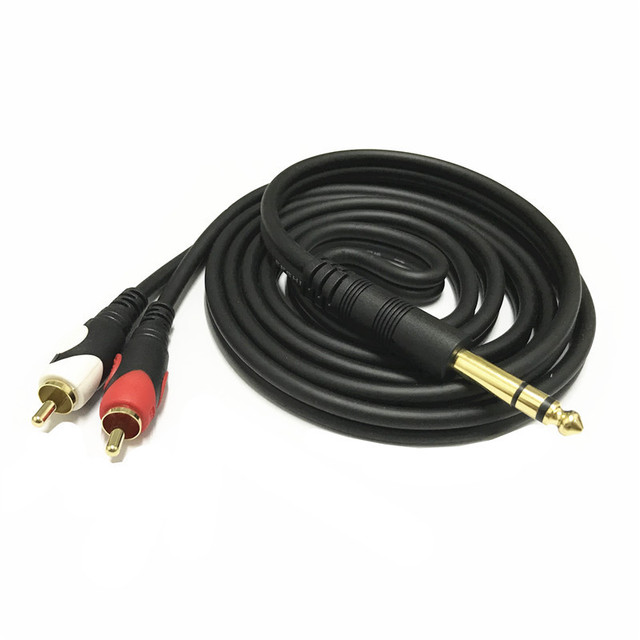 1.8m 6.5mm 6.35mm to 2 RCA Male to Male Mixing Console Amplifier AV Cable