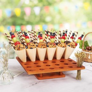 Wooden Ice Cream Cone Holder Stand With Holes For Desktop Display Rack <b>Pine</b> Material Durable Design - Product Image 2